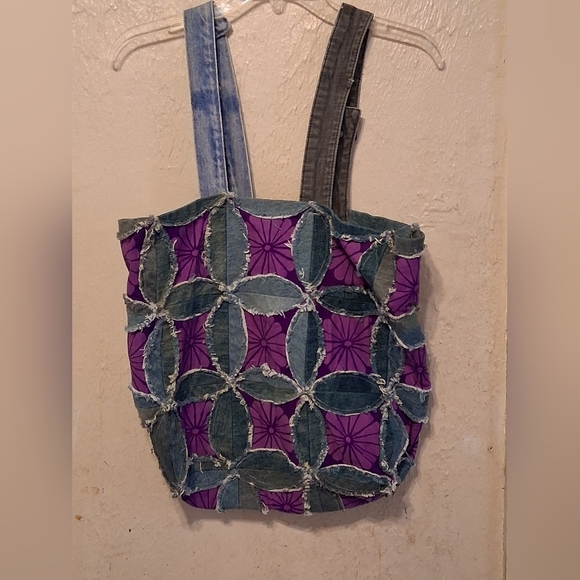 Patchwork Tote Bag - Purple and Blue - Picture 2 of 2